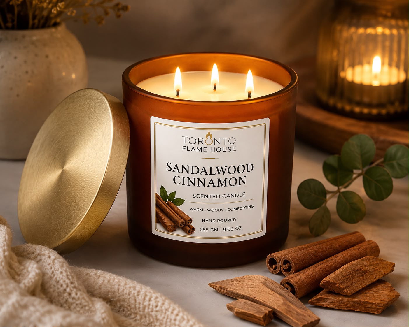 Sandalwood, Cinnamon Prestige Candle