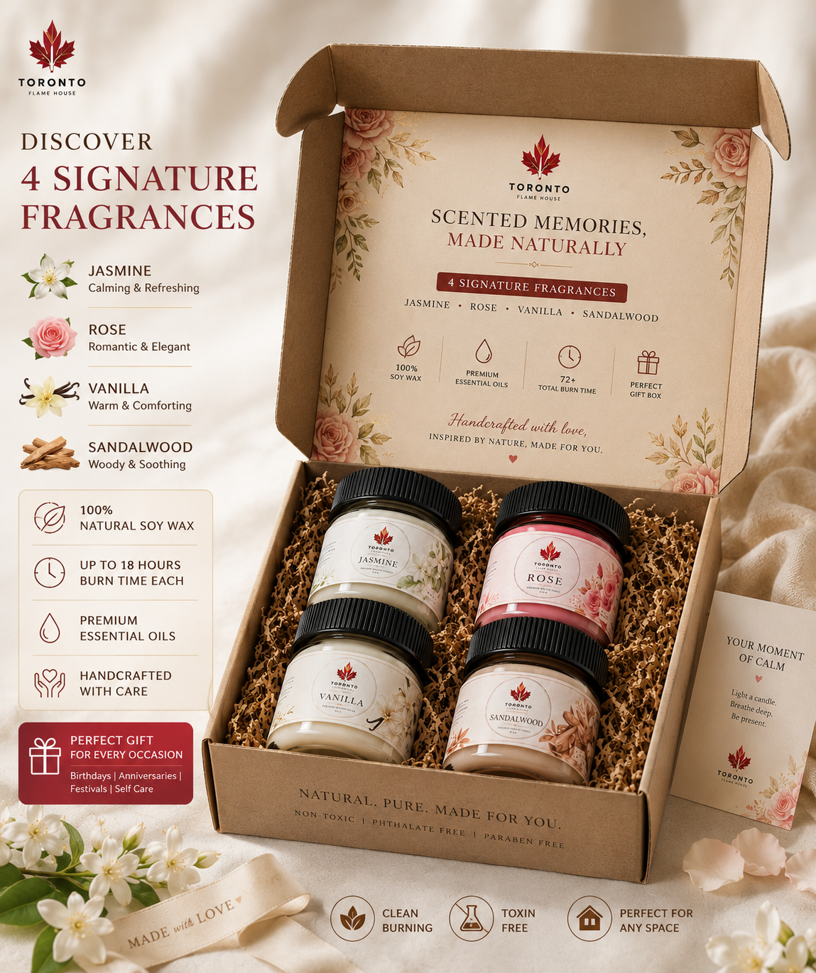 A Signature Four Gift Set 60G Each - Vanilla, Sandalwood, Rose & Jasmine