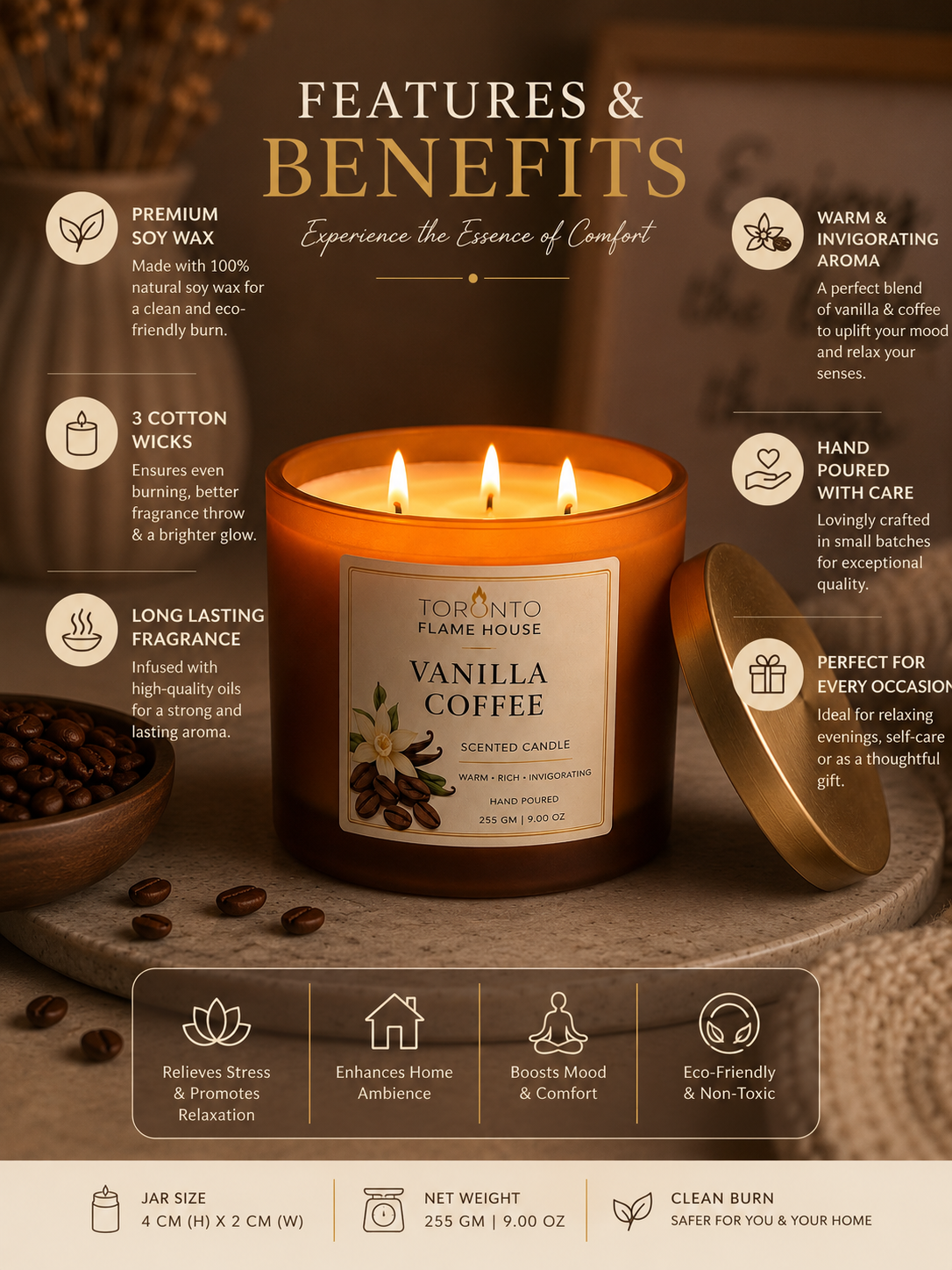 Coffee Vanilla Premium Soy Wax Prestige Candle