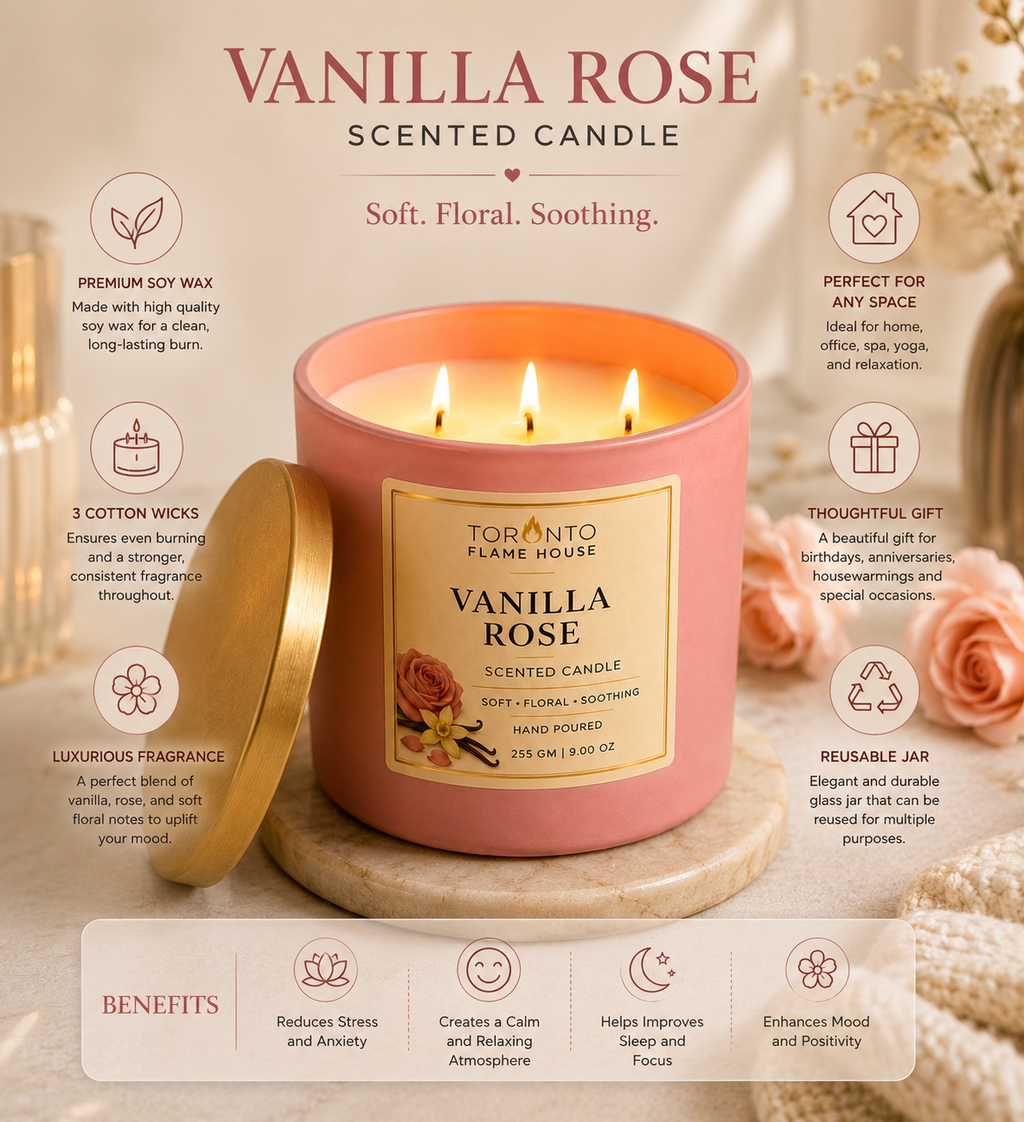 Vanilla Rose Premium Soy Wax Prestige Candle